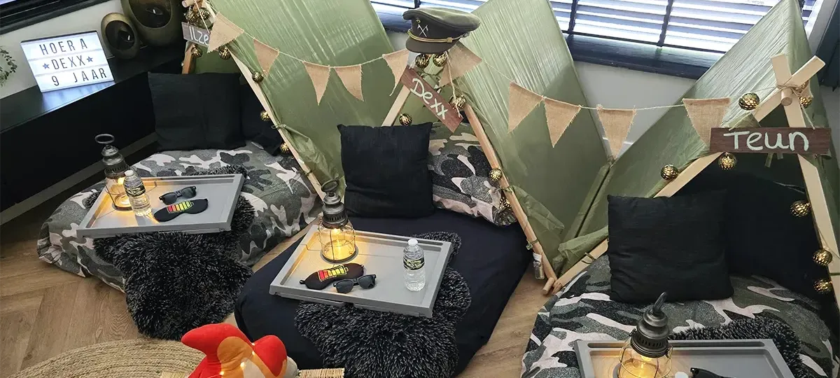 slaapfeestje tentjes huren voor jongens